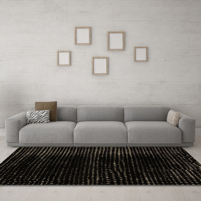 Machine Washable Abstract Brown Modern Rug in a Living Room,, wshabs4520brn