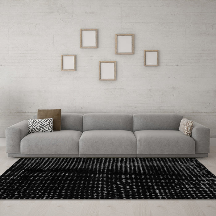 Machine Washable Abstract Gray Modern Rug in a Living Room,, wshabs4520gry