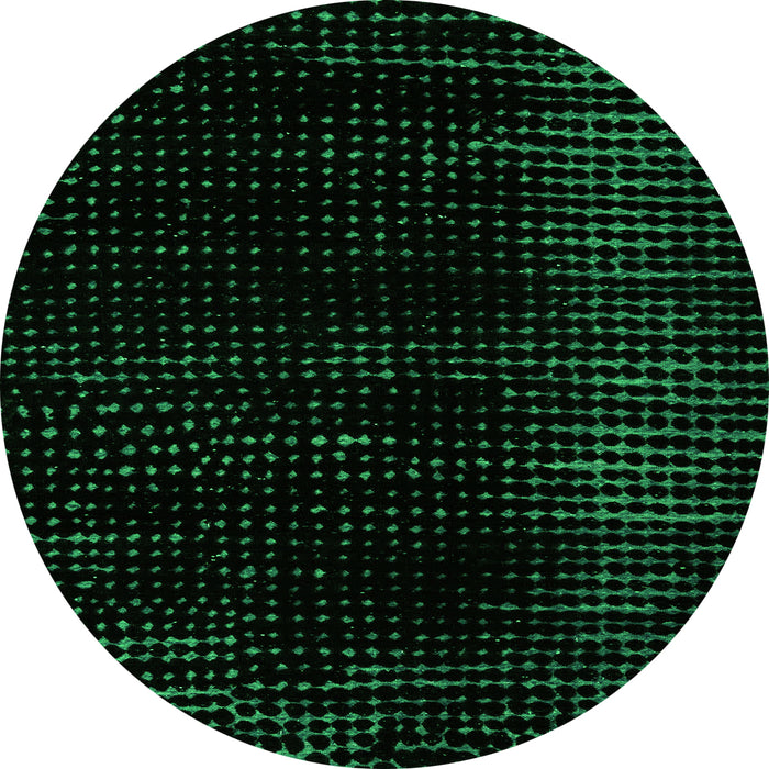 Round Machine Washable Abstract Green Modern Area Rugs, wshabs4520grn