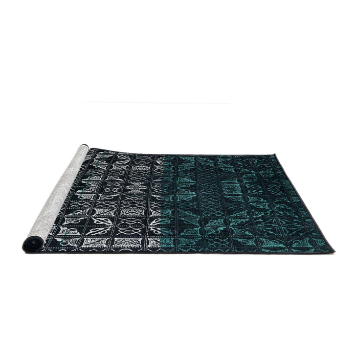 Sideview of Machine Washable Abstract Green Rug, wshabs4521