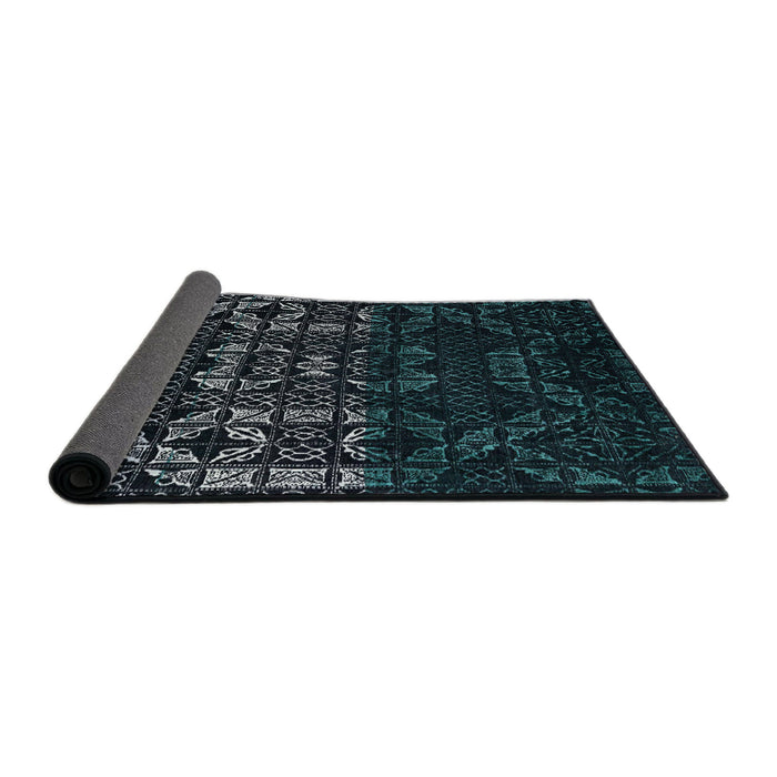 Sideview of Abstract Green Modern Rug, abs4521