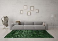 Machine Washable Abstract Emerald Green Modern Rug, wshabs4521emgrn