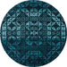 Round Abstract Light Blue Modern Rug, abs4521lblu