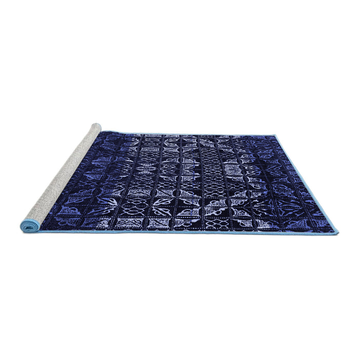 Sideview of Machine Washable Abstract Blue Modern Rug, wshabs4521blu