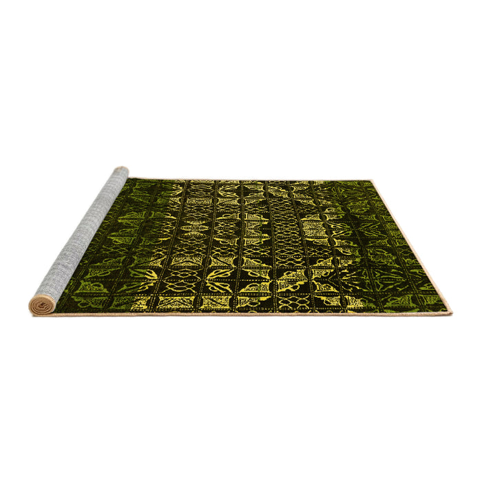 Sideview of Machine Washable Abstract Yellow Modern Rug, wshabs4521yw