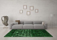 Machine Washable Abstract Green Modern Rug, wshabs4521grn