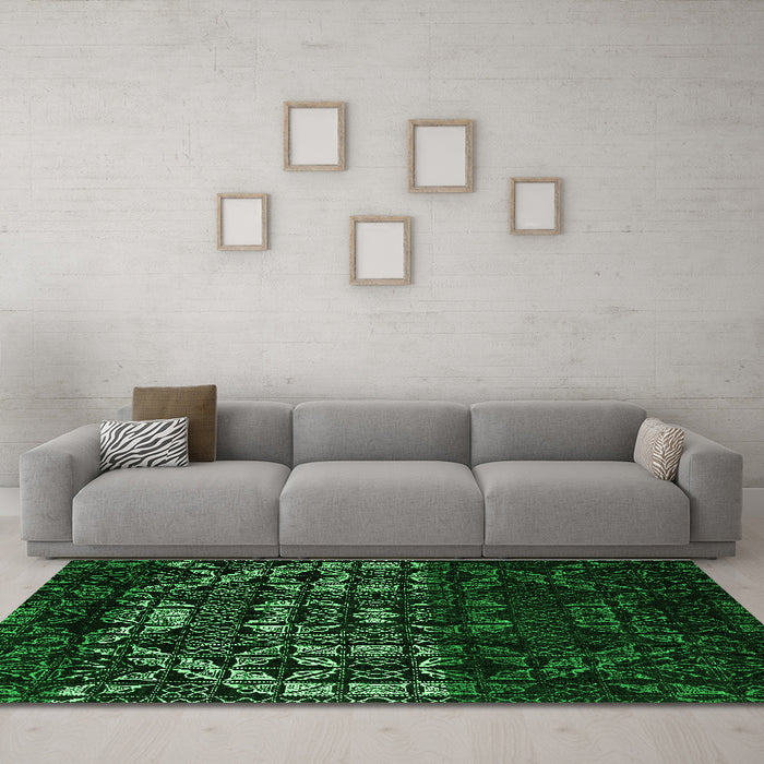 Machine Washable Abstract Green Modern Area Rugs in a Living Room,, wshabs4521grn