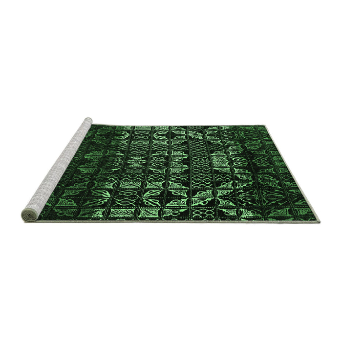 Sideview of Machine Washable Abstract Emerald Green Modern Area Rugs, wshabs4521emgrn