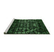 Sideview of Machine Washable Abstract Emerald Green Modern Area Rugs, wshabs4521emgrn