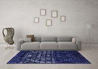 Machine Washable Abstract Blue Modern Rug, wshabs4521blu