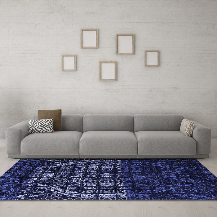 Machine Washable Abstract Blue Modern Rug in a Living Room, wshabs4521blu