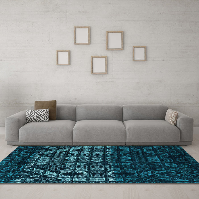 Machine Washable Abstract Light Blue Modern Rug in a Living Room, wshabs4521lblu