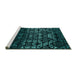 Sideview of Machine Washable Abstract Turquoise Modern Area Rugs, wshabs4521turq