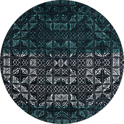 Round Machine Washable Abstract Green Rug, wshabs4521