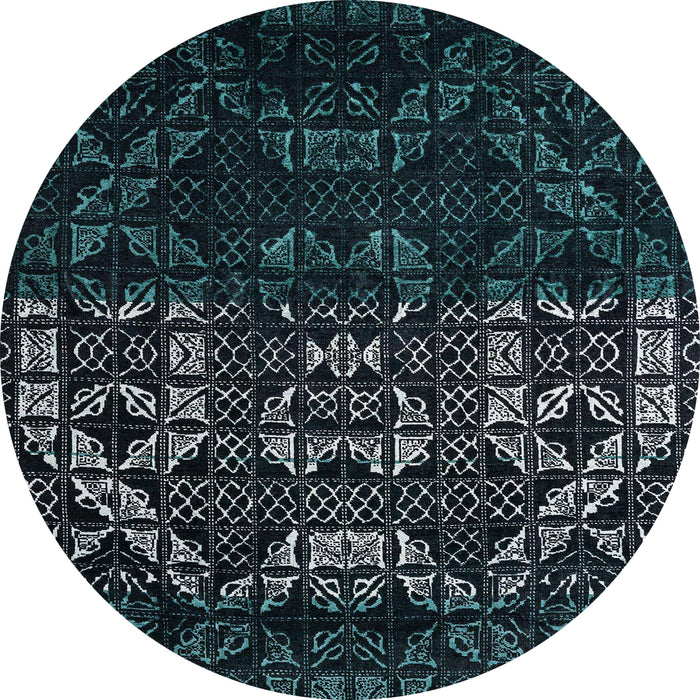 Round Machine Washable Abstract Green Rug, wshabs4521