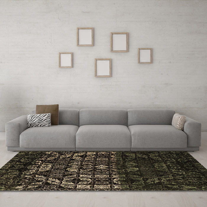 Machine Washable Abstract Brown Modern Rug in a Living Room,, wshabs4521brn