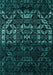 Machine Washable Abstract Turquoise Modern Area Rugs, wshabs4521turq