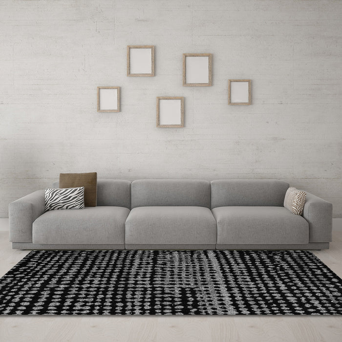 Machine Washable Abstract Gray Modern Rug in a Living Room,, wshabs4522gry