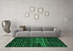 Machine Washable Abstract Green Modern Area Rugs in a Living Room,, wshabs4522grn