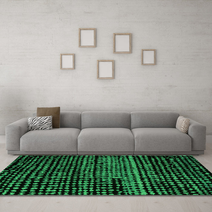 Machine Washable Abstract Green Modern Area Rugs in a Living Room,, wshabs4522grn