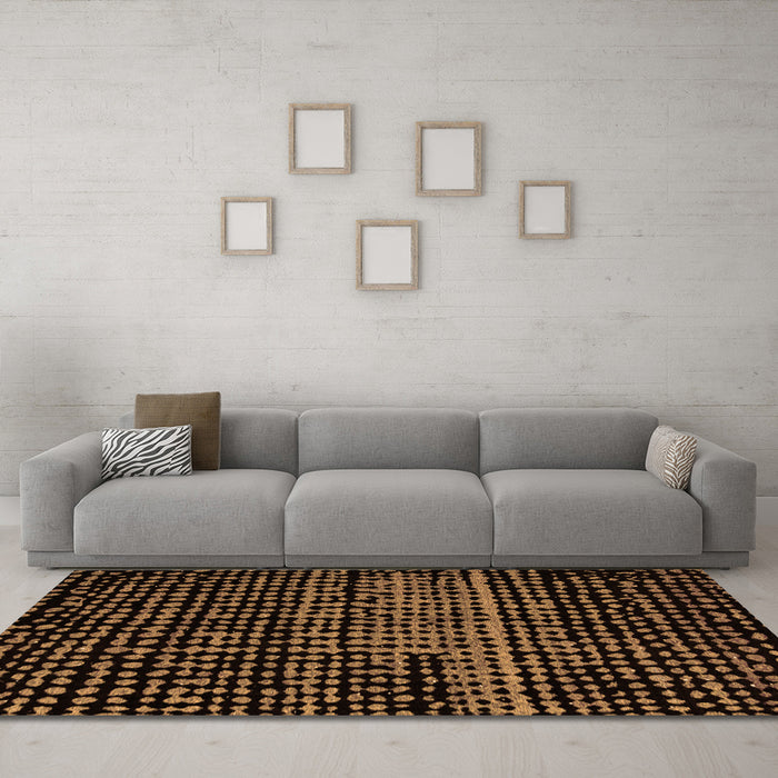 Machine Washable Abstract Orange Modern Area Rugs in a Living Room, wshabs4522org