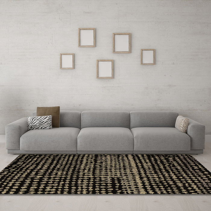 Machine Washable Abstract Brown Modern Rug in a Living Room,, wshabs4522brn