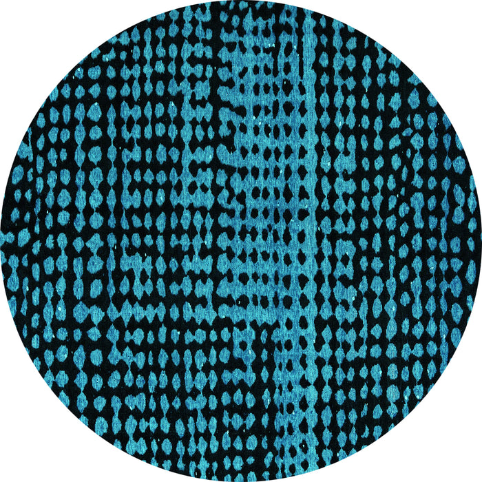 Round Machine Washable Abstract Turquoise Modern Area Rugs, wshabs4522turq