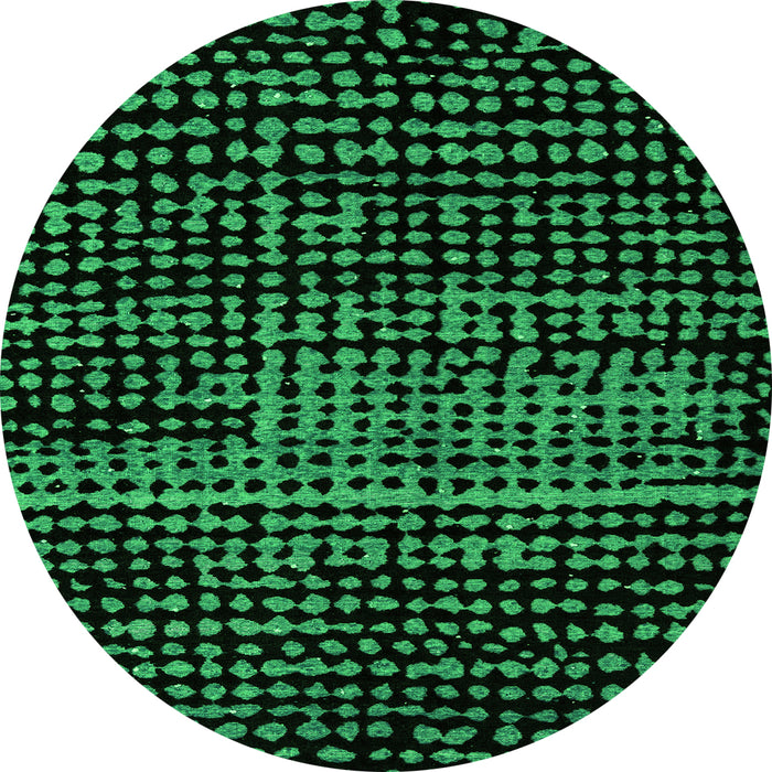 Round Abstract Green Modern Rug, abs4522grn
