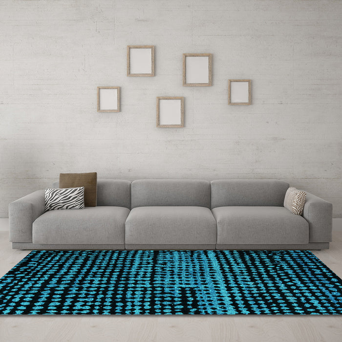 Machine Washable Abstract Turquoise Modern Area Rugs in a Living Room,, wshabs4522turq