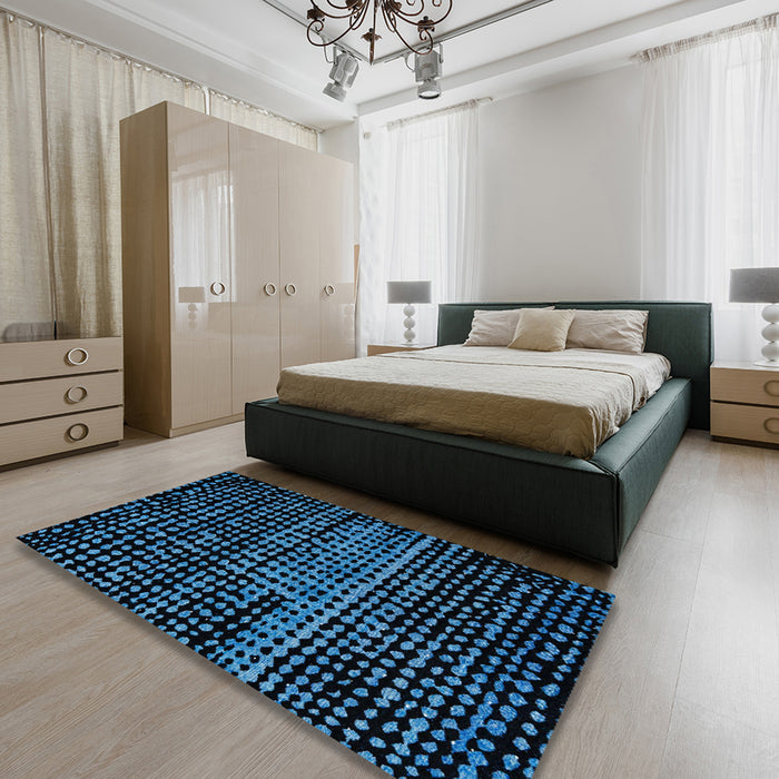 Machine Washable Abstract Black Rug in a Bedroom, wshabs4522