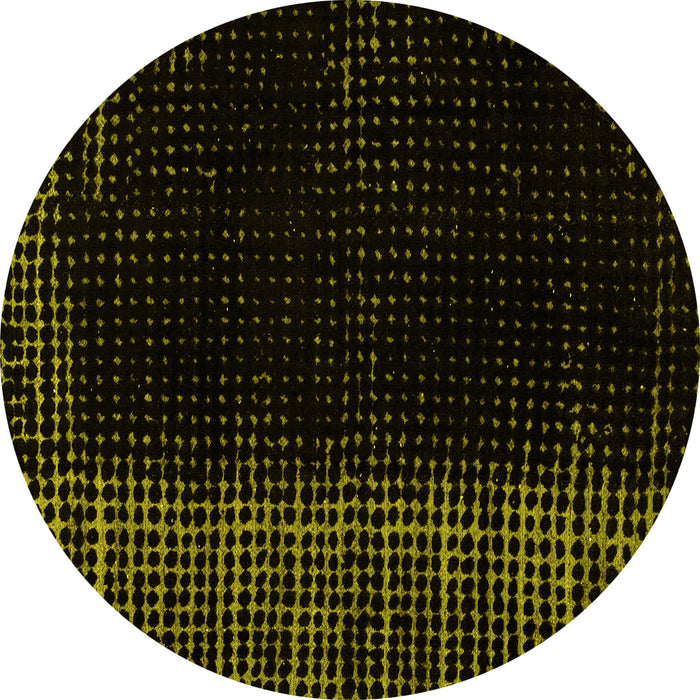 Round Abstract Yellow Modern Rug, abs4523yw