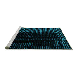 Sideview of Machine Washable Abstract Turquoise Modern Area Rugs, wshabs4523turq