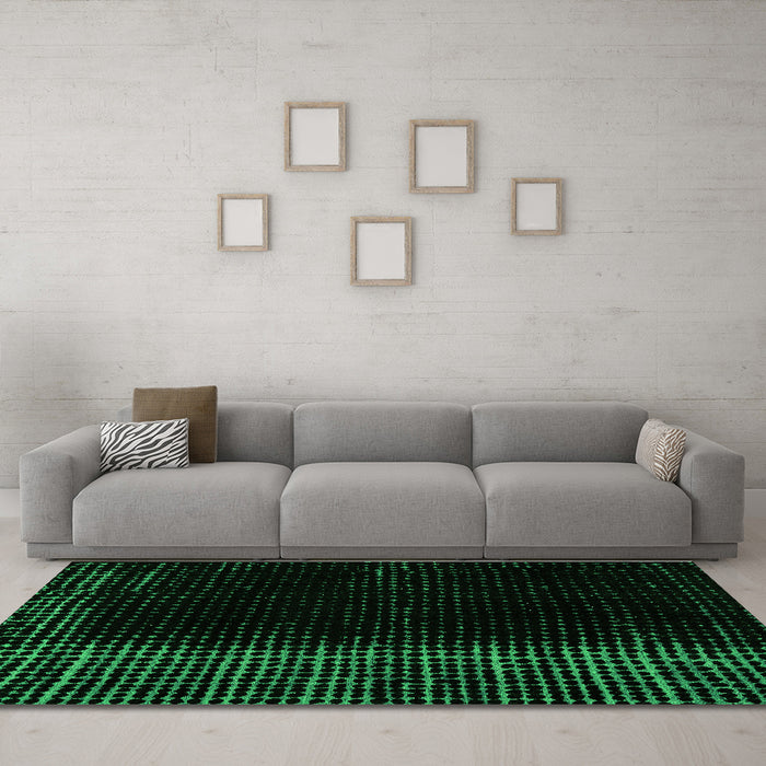 Machine Washable Abstract Green Modern Area Rugs in a Living Room,, wshabs4523grn