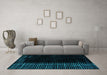 Machine Washable Abstract Turquoise Modern Area Rugs in a Living Room,, wshabs4523turq