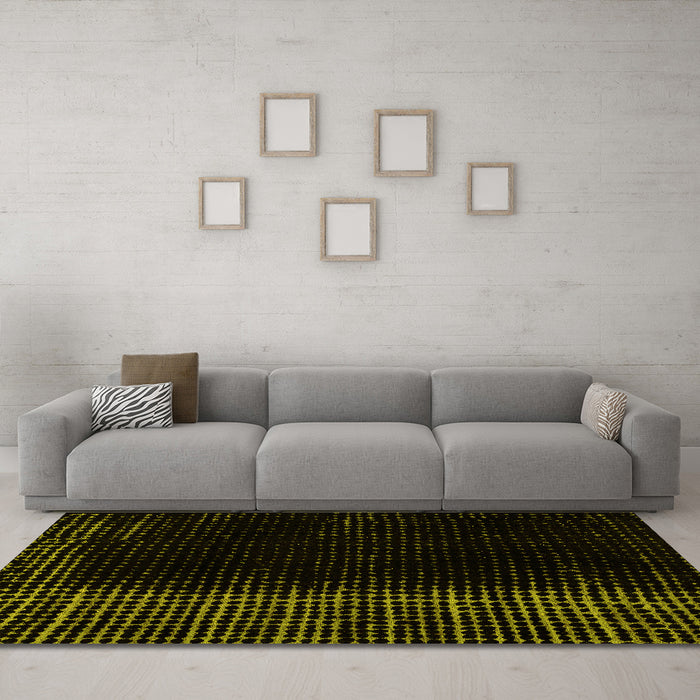 Machine Washable Abstract Yellow Modern Rug in a Living Room, wshabs4523yw