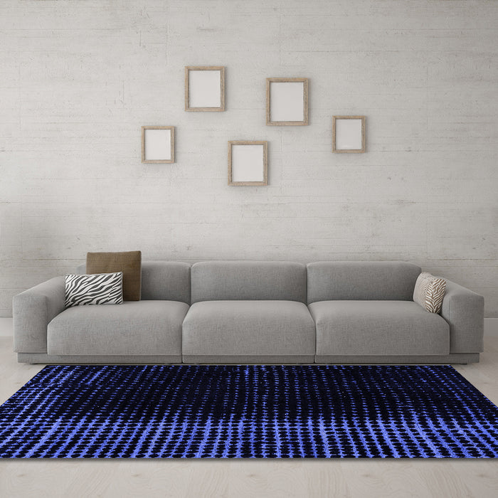 Machine Washable Abstract Blue Modern Rug in a Living Room, wshabs4523blu
