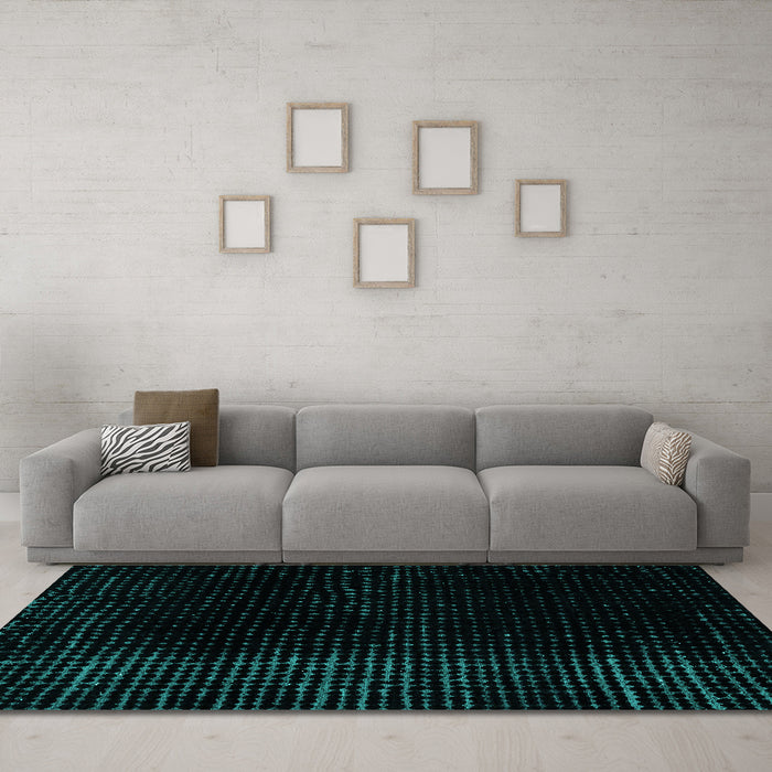 Machine Washable Abstract Turquoise Modern Area Rugs in a Living Room,, wshabs4524turq