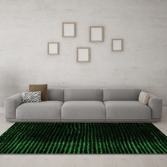 Machine Washable Abstract Green Modern Area Rugs in a Living Room,, wshabs4524grn