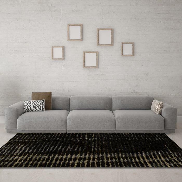 Machine Washable Abstract Brown Modern Rug in a Living Room,, wshabs4524brn