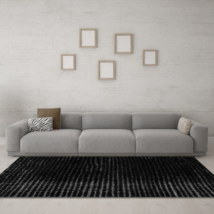 Machine Washable Abstract Gray Modern Rug in a Living Room,, wshabs4524gry