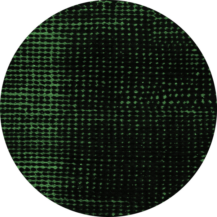 Round Abstract Emerald Green Modern Rug, abs4524emgrn