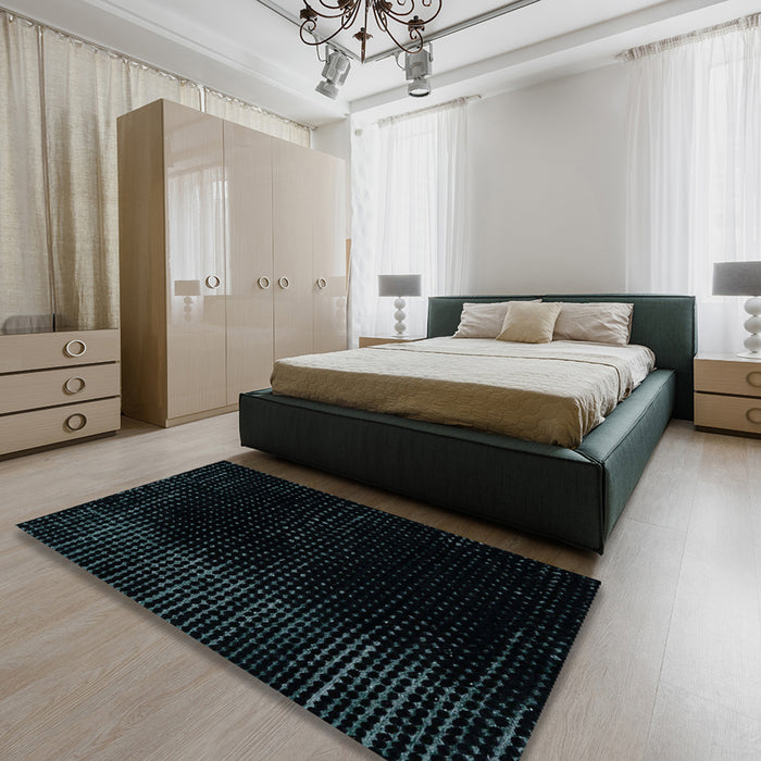 Machine Washable Abstract Dark Slate Gray Green Rug in a Bedroom, wshabs4524