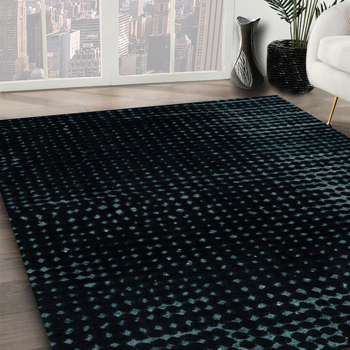 Abstract Dark Slate Gray Green Modern Rug in Family Room, abs4524