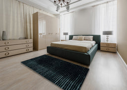 Abstract Dark Slate Gray Green Modern Rug in a Bedroom, abs4524