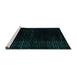 Sideview of Machine Washable Abstract Turquoise Modern Area Rugs, wshabs4525turq