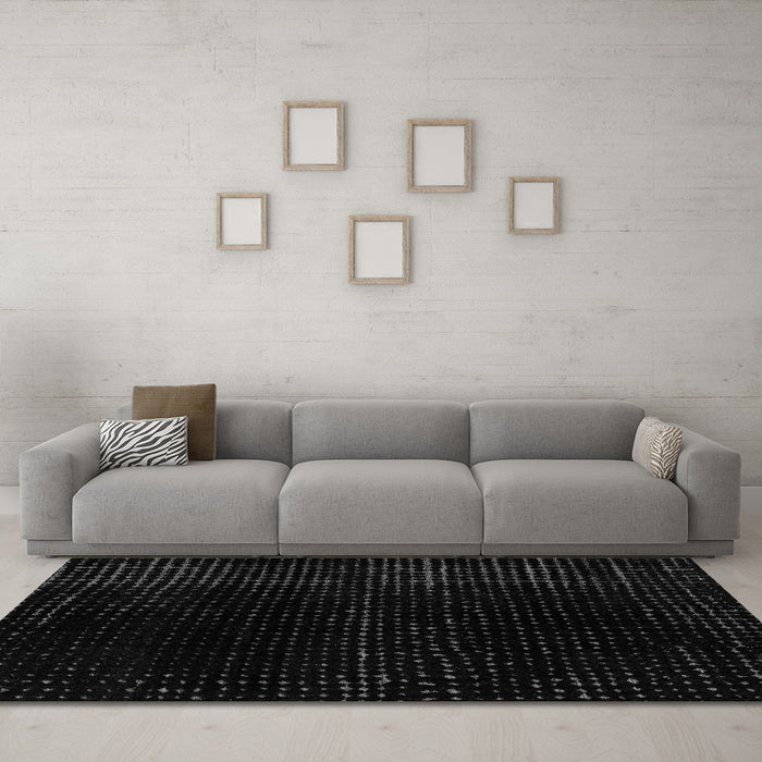 Machine Washable Abstract Gray Modern Rug in a Living Room,, wshabs4525gry