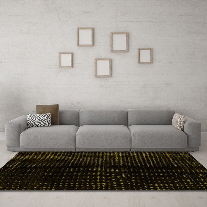 Machine Washable Abstract Yellow Modern Rug in a Living Room, wshabs4525yw