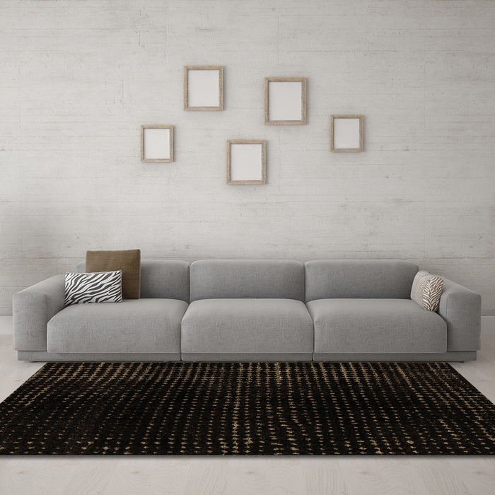 Machine Washable Abstract Brown Modern Rug in a Living Room,, wshabs4525brn
