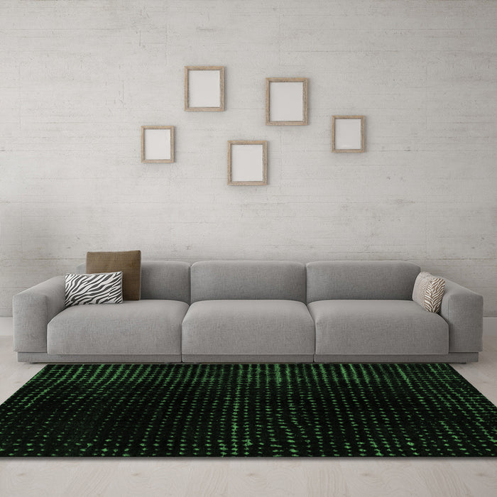 Machine Washable Abstract Emerald Green Modern Area Rugs in a Living Room,, wshabs4525emgrn