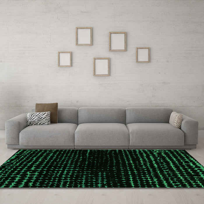 Machine Washable Abstract Green Modern Area Rugs in a Living Room,, wshabs4526grn